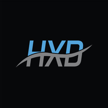 HXD letter logo design on black background