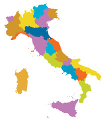 Italy map of city regions districts vector color on white background