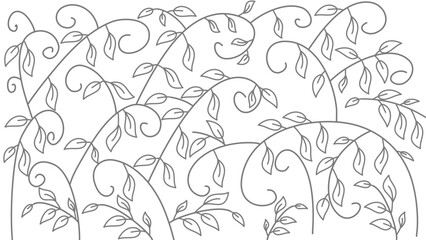 Hand drawn of branch and leafe. Silhouttebranches with leafes decoration. Branches leafes frame and background.