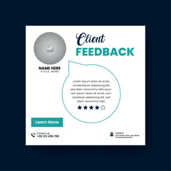 Client or Customer Testimonial Social Media Post Design. Customer Service Feedback Review Post with Sage and Navy Blue Color Accent.