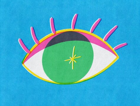 Colorful Eye on Textured Background. looking concept
