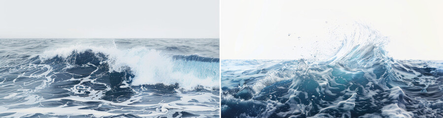 A set of PNG images featuring an ocean wave isolated on a transparent background.