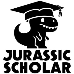 Dinosaur Graduation Vector Illustration for Class of 2024, Cute Dino Graduate Design