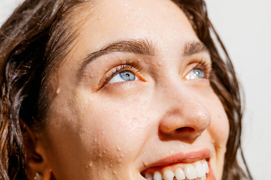 Close-Up of Moistened Woman Human Eye