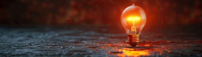 Incandescent light bulb set against a dark backdrop 