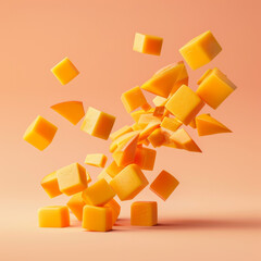 Mango jelly cut into pieces, generative ai