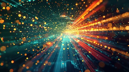 Abstract technology background showcasing high speed global data transfer, ultra-fast broadband connections, digital explosion, and cyber tech motion.