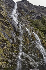 Waterfall in New Zealand, Routeburn Track, Erland Falls