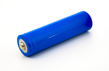 A blue li-ion battery isolated on white