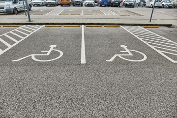 Car park with empty disabled spots