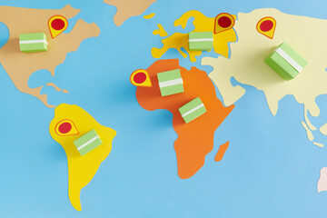 Paper map with parcel. Concept for fast delivery service