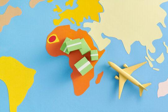 Cargo delivery transportation cardboard boxes with airplane