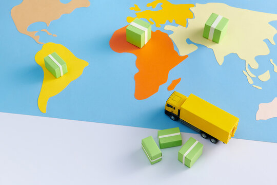 concept export import business in world map