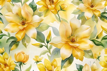 Obraz premium Beautiful watercolor background with yellow flowers