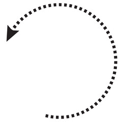 Vector hand drawn dashed arrow. Curved dotted arrow. Zigzag arrow stripes. Doodle, sketch style.  isolated on white background. Vector illustration. EPS 10