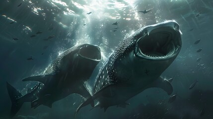 Fototapeta premium Underwater fish nature animal illustration water reef background.