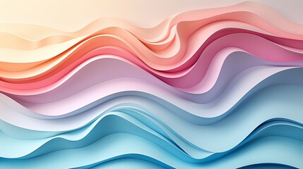 Papercut abstract background with flowing wave patterns and soft hues, calming and harmonious