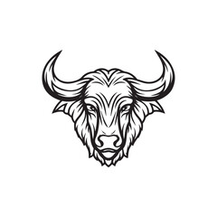 Fototapeta premium Buffalo Head logo template. Vector black color illustration . Isolated on white