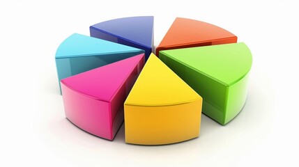 Obraz premium A 3D pie chart with colorful slices illustrates data proportions for business presentations