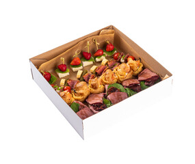 Snack box. Foodobx. Gastrobox. Catering. Appetizer. Isolated