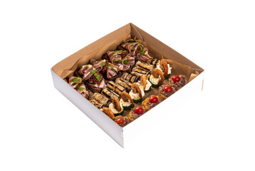 Snack box. Foodobx. Gastrobox. Catering. Appetizer. Isolated