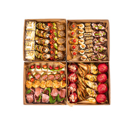 Snack box. Foodobx. Gastrobox. Catering. Appetizer. Isolated