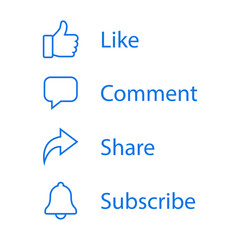 Like, comment, share and subscribe icons
