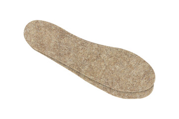 felt insoles for shoes isolated from background	