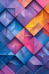 Obraz premium Abstract isometric background with alternating triangles and diamonds, creating a 3D effect,