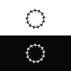 Black and white vector icon logo . Circle silhouette design