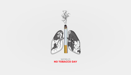 Cigarette, lung, with world map vector illustration for world no anti Tobacco Day creative. Stop smoking, Quit Tobacco poster design.