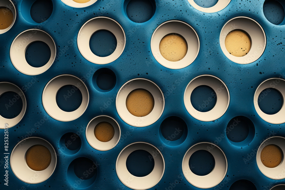 Poster seamless isometric pattern of overlapping circles creating a honeycomb effect,