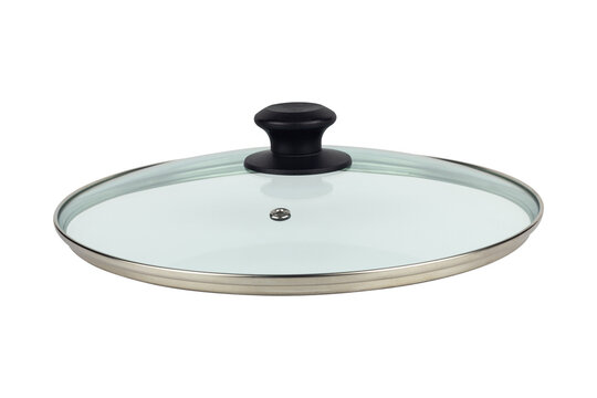 glass transparent lid from a pot or frying pan, isolated from the background