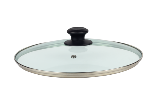 glass transparent lid from a pot or frying pan, isolated from the background