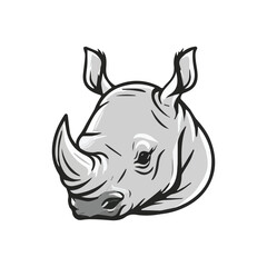 Rhino head logo icon vector illustration template with white background.