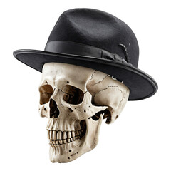 human skull wearing a hat