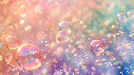 Rainbow Bubbles On A Pastel Background