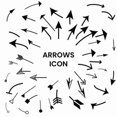 Arrows icons Set arrow icon with various directions Doodle vector illustration