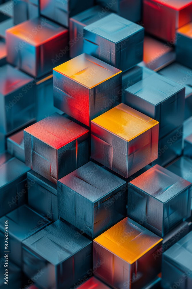 Poster abstract isometric background with overlapping rhombuses creating a 3d effect,