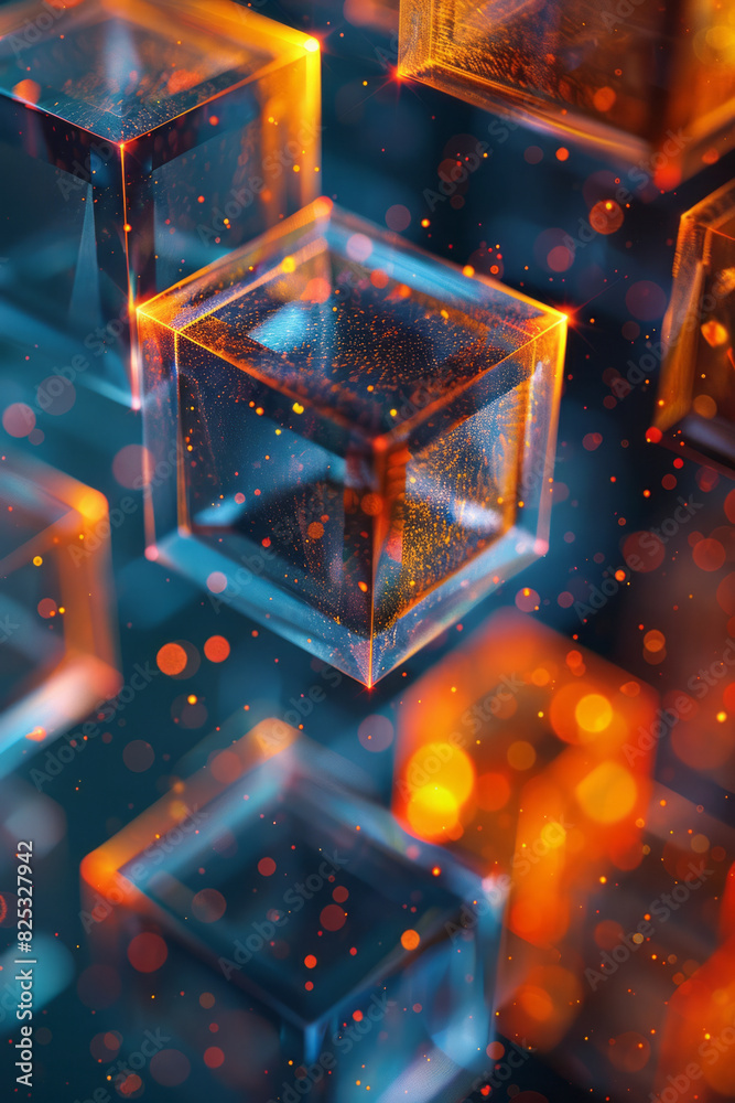 Poster seamless isometric pattern of floating rhombuses creating a dynamic, 3d effect,