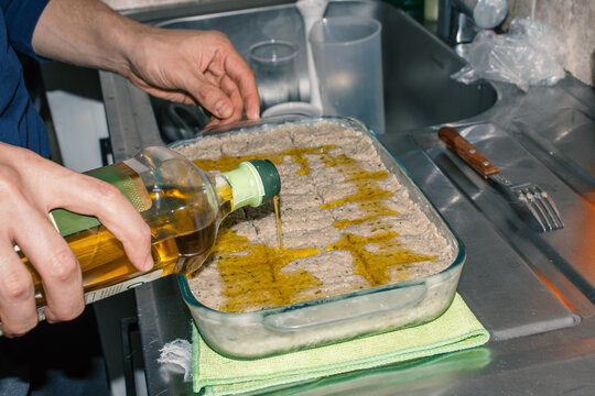 Man Preparing Homemade Kibbes for Lunch