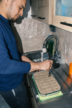 Man Preparing Homemade Kibbes for Lunch