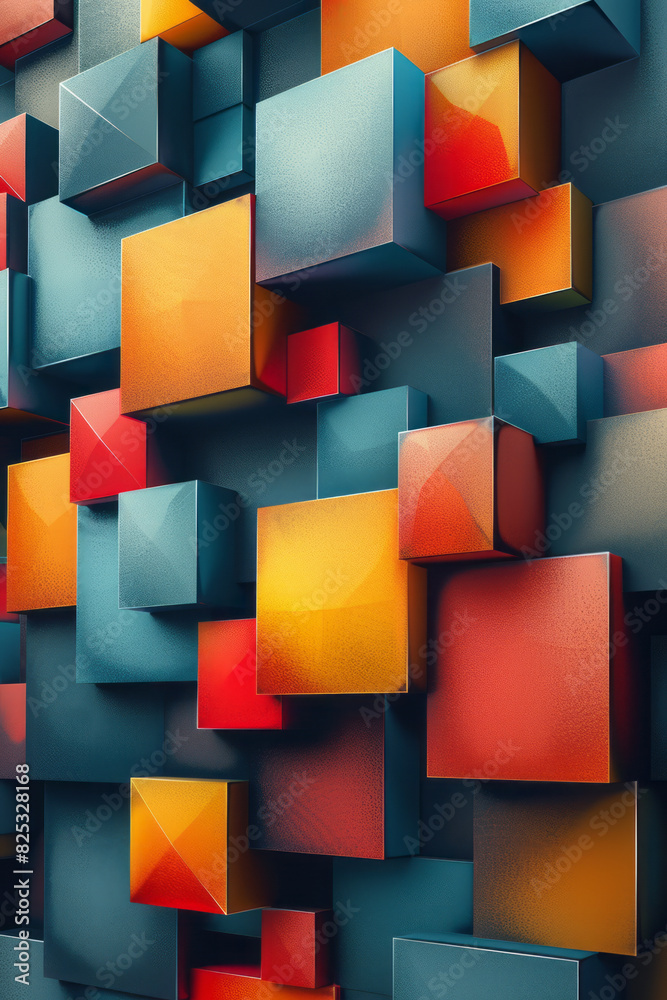 Poster abstract isometric background with overlapping rhombuses creating a 3d effect,