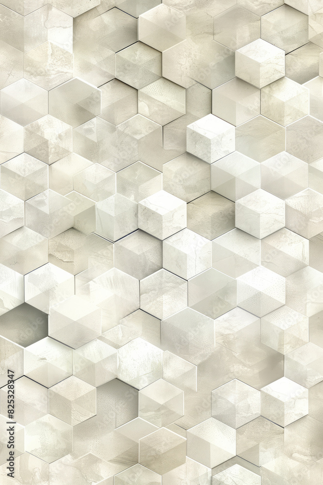 Poster seamless isometric pattern of interlocking rhombuses creating a honeycomb effect,