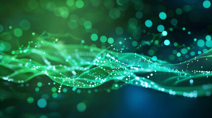 Glowing green and blue light connection; energy transition tone. Futuristic background for presentation design.