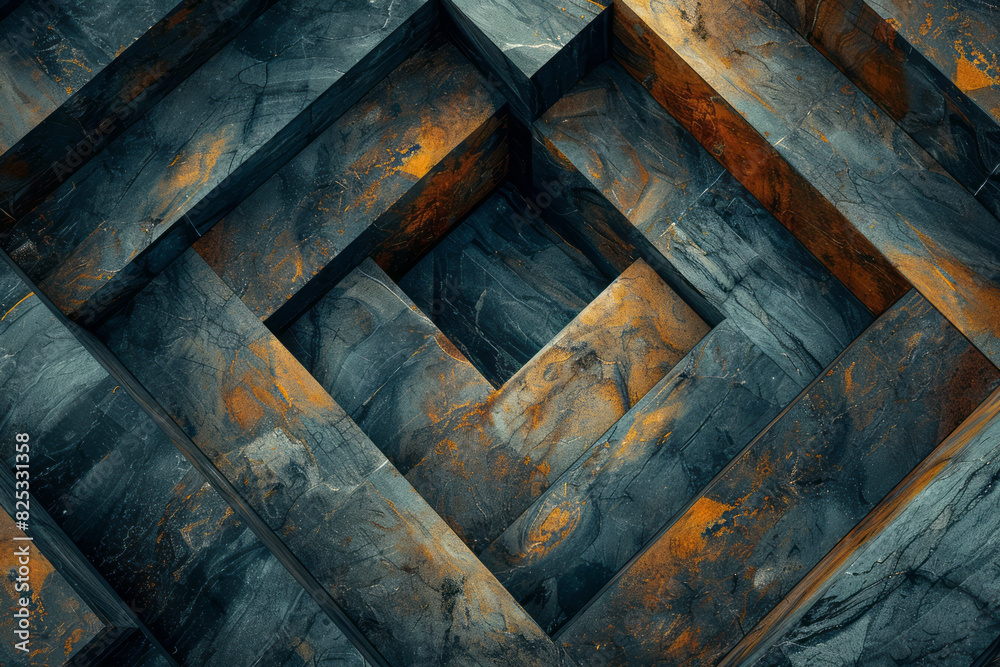 Poster abstract isometric background with staggered diagonal lines forming a complex geometric pattern,