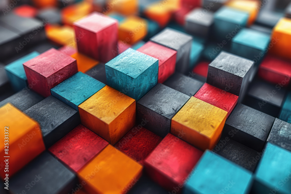 Poster abstract isometric background with overlapping cubes creating a 3d effect,