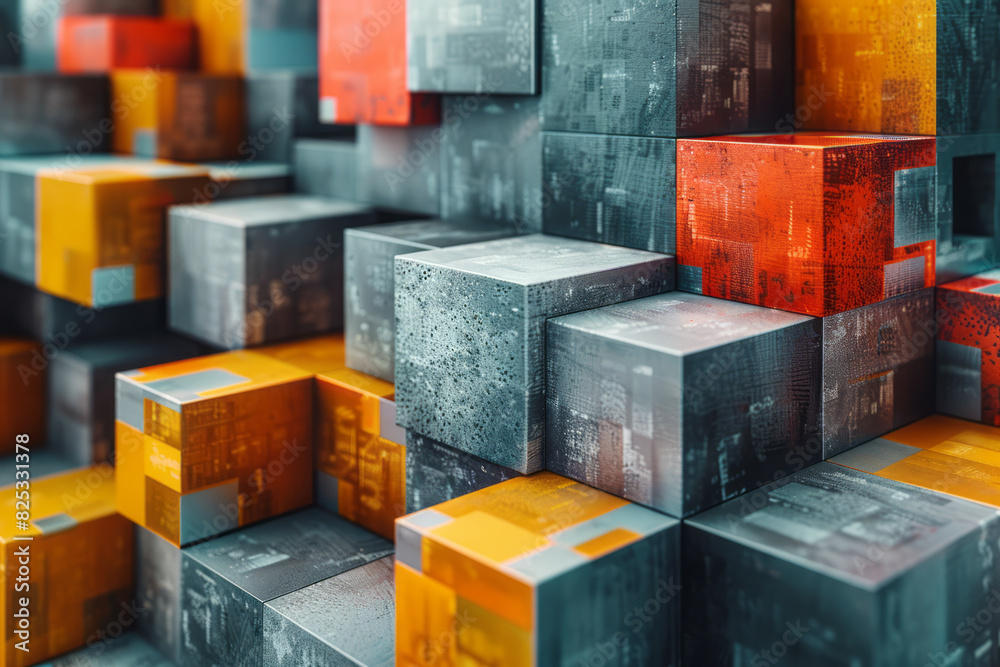 Poster abstract isometric background with overlapping cubes creating a 3d effect,