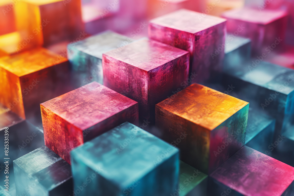 Poster abstract isometric background with overlapping cubes creating a 3d effect,