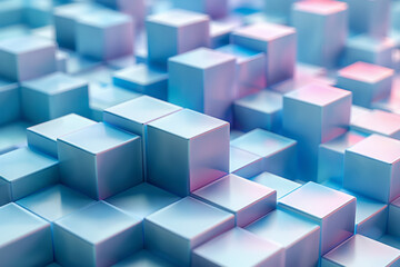 Obraz premium Minimalist isometric design with staggered cubes forming a ripple effect,